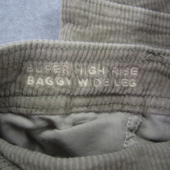 American Pants Women 8 Olive Green Super High Rise Baggy Wide Leg Corduroy Cargo - Picture 5 of 15